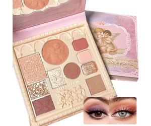 Wenrny Nude Eyeshadow Palette,10 Color Eye Shadow Palette with Mini Mirror,Angel Embossed Highly Pigmented Eye Makeup Palette,Long Lasting Waterproof Blendable Eyeshadow Makeup Set for Women (angel)