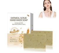 Wenrny Oatmeal Soap,2 Pcs 100g Handmade Oatmeal Bar Soap for Face and Body,Moisturizing Oat Soaps for All Skin Types,Nourishing,Cleansing and Soothing Skin,Oat Exfoliating Soaps for Women Men