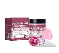Wenrny Onion Sea Salt Scalp Scrub,2-in-1 Onion Scalp Exfoliator Scrub Shampoo with Massager Brush--Deep Cleansing,Moisturizing,Itchy Scalp Care and Strengthens Hair Roots,100g