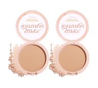 Wenrny Pressed Setting Powder,2 Pack Flawless Matte Finish Face Powder Foundation with Concealer & Finishing Powder-Oil-Shine Control,Long-Lasting,Waterproof and High Coverage (04#, 10g)