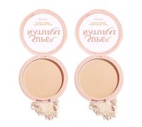 Wenrny Pressed Setting Powder,2 Pack Flawless Matte Finish Face Powder Foundation with Concealer & Finishing Powder-Oil-Shine Control,Long-Lasting,Waterproof and High Coverage (03#, 10g)