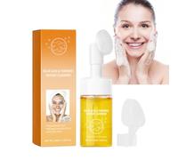 Wenrny Turmeric Kojic Acid Facial Cleanser,100mlz Turmeric Cleansing Mousse with Silicone Brush Head,Kojic Acid Foaming Cleansing,Deep Cleaning,Moisturizing and Remove Excess,Turmeric Facial Wash