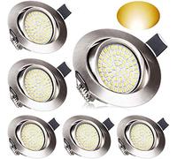 Wenscha LED Recessed Ceiling Lights, 6 Pack 3.5W LED Integrated Spotlights 400LM 230V Warm White 2800K Downlights Ultra Slim Round Nickel Protection Rotatable for Living Room Bedroom Kitchen