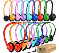 Wensdo 100 Pack Bulk Headphones for Classroom School Kids, Wholesale Class Set Durable Headset for Student Boys Girls Adults, Wired Earphones with 3.5mm Jack for Computer Chromebook (HY857,100 Mixed)