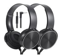 Wensdo 2 Pack Classroom Headphones with Microphone for Kids All Ages K-12, Durable Wired Students Computer Headphones for School, Library Airplane, Online Learning and Travel