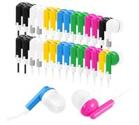 Wensdo 30 Packs Kids Earbud Headphones Bulk, Wired Earphones with 3.5 mm Jack Multi Colored Perfect for Classroom School Students Children and Adult (30 Mix)