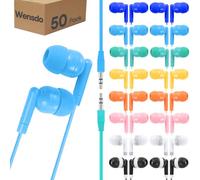 Wensdo 50 Pack Bulk Kids Earbuds for School Classroom Library, Student Wired Earphones with 3.5 mm Jack Multi Colored Earphones for Computer Chromebook Laptop PC (HY01,50 Mixed)