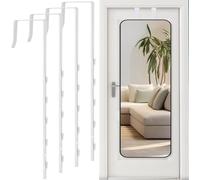 Wensdr 4 Pcs Over Door Mirror Hooks, Adjustable 13.7 inch Door Mirror Hanger Set with Protective Lining, Perfect Height and Fit (Mirrors-Not-Included)