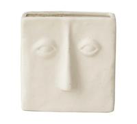 WENSHUO Abstract Square Face Pen Holder, Modern and Minimalistic Desk Accessories, Matte Crème