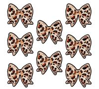 WENSIDUO 8-Pack Leopard Print Bow Iron-On/Sew-On Patches, Embroidered Star Patches for Clothing, Jackets, Bags & Crafts.