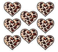 WENSIDUO 8-Pack Leopard Print Heart Iron-On/Sew-On Patches, Embroidered Star Patches for Clothing, Jackets, Bags & Crafts.