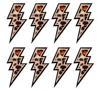 WENSIDUO 8-Pack Leopard Print Lightning Iron-On/Sew-On Patches, Embroidered Star Patches for Clothing, Jackets, Bags & Crafts.