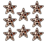 WENSIDUO 8-Pack Leopard Print Star Iron-On/Sew-On Patches, Embroidered Star Patches for Clothing, Jackets, Bags & Crafts.
