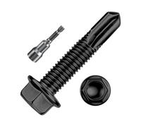 Wensilon 5/16×1-1/2"Black Stainless Steel Self Drilling Screws,50PCS | 410 Stainless Hex Washer Head Sheet Metal Screws for Metal Roofing, HVAC, Steel Framing, Siding and Construction