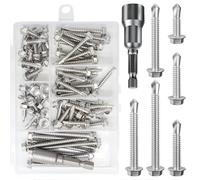 Wensilon (75Pcs) Hexagon Head self-Drilling Screws kit for Sheet Metal 410 Stainless Steel - 410 Stainless Steel is Slightly Magnetic