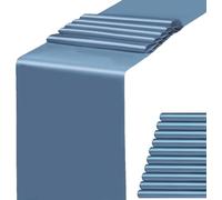 WENSINL Dusty Blue Satin Table Runner 10 Pack - 12 x 108 Inches Long for Wedding Parties Birthday Meeting Events Decorations