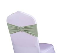 WENSINL Pack of 100 Stretch Sage Green Chair Sashes for Wedding, Elastic Lycra Chair Bands with Buckle Slider, Spandex Chair Bows for Party, Without White Chair Covers (Sage Green)