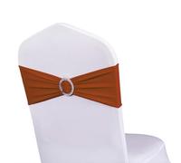 WENSINL Pack of 100 Stretch Terracotta Chair Sashes for Wedding, Spandex Burnt Orange Chair Sash Bands Bows for Party Birthday Halloween Christmas Events Decorations (Terracotta)