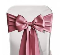 WENSINL Pack of 50 Dusty Rose Satin Chair Sashes Bows 7x108 inches Chair Ties Mauve Chair Sashes Ribbons for Wedding Party Brithday Anniversary Ceremony Christmas Decor - Dusty Rose