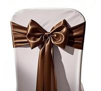 WENSINL Pack of 50 Satin Brown Chair Sashes Bows 7x108 inches Chairs Ties Chocolate Chair Ribbons for Wedding Party Brithday Anniversary Ceremony Christmas Events Decor - Brown