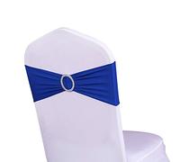 WENSINL Pack of 50 Stretch Royal Blue Chair Sashes for Wedding, Elastic Lycra Chair Bands with Buckle Slider, Chair Bows for Party, Without White Chair Covers (Royal Blue)
