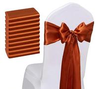 WENSINL Pack of 50 Wedding Satin Chair Sashes Terracotta Bows 7x108inch Ribbon Fabric Bands for Banquet Party Hotel Restaurant Ceremony Event Chairs Knots Ties Decorations - Terracotta, 50PCS