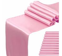 WENSINL Satin Pink Table Runner 12 x 108 Inches Pack of 10 Long Table Runner for Party Wedding Birthday Anniversary Christmas Decorations