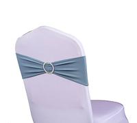 WENSINL Pack of 100 Stretch Dusty Blue Chair Sashes for Wedding, Elastic Lycra Chair Bands with Buckle Slider, Spandex Chair Bows for Party, Without White Chair Covers (Dusty Blue)