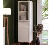 Wensley Display Cabinet with 1 Door 1 Drawer and 1 Glass Door in Light Grey and