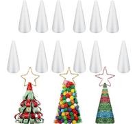 Wensmy 24Pcs 10cm Foam Cones Craft Styrofoam Cone Shaped White Crafts Cake Towers for DIY Craft Christmas Tree Decoration Flower Arrangement Props for Christmas Party (24Pcs 10cm)