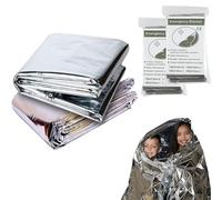 Wensmy 2Pack Medi Emergency Foil Blanket First Aid Emergency Mylar Thermal Blankets Survival Blankets Foil Space Blanket for Outdoors, Hiking, Survival, Marathons (130 * 210 cm)