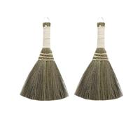 Wensmy 2Pcs Portable Desk Little Broom Indoor Grass Broom Manual Straw Braided Broom Dust Broom Brush Small Broom for Sofa, Car, Corner