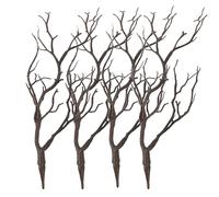 Wensmy 4Pcs Artificial Antler Branch Decoration Halloween Decoration Tree Branch Art Witch Antler Twigs Plastic Branches Artificial Twigs Fake Antler Shaped Tree Branch (Brown)