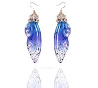 Wensmy Butterfly Wings Earrings Butterfly Crystal Wing Drop Dangle Earrings Long Fairy Tale Butterfly Bridal Drop Earrings Fancy Women Accessories (Purple)