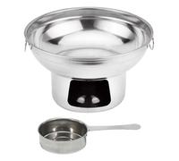 Wensmy Stainless Steel Mini Hot Pot Set with Alcohol Burner Spoon Portable Outdoor Picnic Food Heating Container Double-Handled Lidless 20cm Thai Hot Pot and 20cm Alcohol Cup Kitchen Dining Cookware