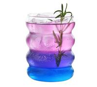 Wensmy Vintage Ribbed Glass Cups 300ML Ribbed Water Glasses Cups Glassware Tumblers Drinking Glasses Wave Bubble Glasses Tumbler for Coctail, Milk, Soda