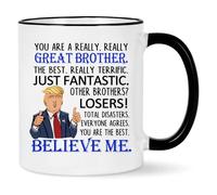 WENSSY Great Brother Mug, Funny Birthday Christmas Brother Gifts from Sister 11 Ounce Black Handle