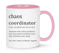 WENSSY Pink Chaos Coordinator Mug, 11 oz, Porcelain, Coffee Cup, Christmas Gift for Coworkers, Boss