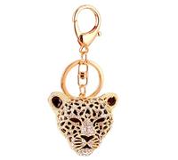 WenTigDY Leopard Bag Pendant, Purse Charms,1.81×1.65 in Leopard Charm, Gold Rhinestone Keychain, Cute Cheetah Head Purse Key Ring Chain Sparkling Crystal Charming for Lady Girlfriend