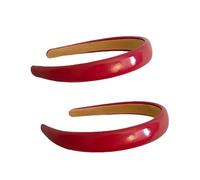 Wentoenapp 2Pcs Red Leather Headbands Retro Patent Leather Wide Sponge Head Band Non Slip Hairbands Accessories for Womens