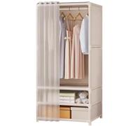 WENTOR Small Wardrobe Closet Iron Frame Wardrobe Closet With Drawers Wardrobe Cabinet Freestanding Saving Space For Coat Closet