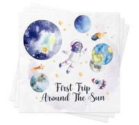 Wentsent Kids Birthday Party Napkins Boys, 40 Pcs Blue Space Astronaut Themed Paper Napkins Serviette for Dinner Holiday Baby Shower Children Birthday Party