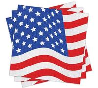 Wentsent Napkins America, 48 Stars Stripes Napkins, USA Flag Paper Napkins, United States America Table Decoration, Suitable for American Theme Party, Veterans Day, Election Day, Independence Day