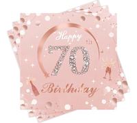 Wentsent Rose Gold 70th Birthday Napkins, 40Pcs Happy 70th Birthday Party Napkins Disposable, 70th Birthday Napkins Serviettes Table Decorations for Women Her 33x33cm