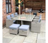 Wentworth Garden Cube Dining Set - 10 Seater - Beige - Rattan