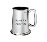 Wentworth Pewter - Double Lined Glass Base 1 Pint Heavy Pewter Tankard (with Engraving)