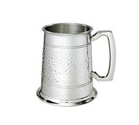 Wentworth Pewter Half Hammered Tankard - Classic 1 Pint Beer Mug (Hammered Pewter Tankard)