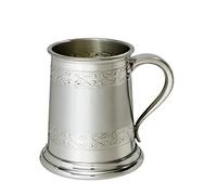 Wentworth Pewter - Half Pint Embossed Celtic Band Pewter Tankard - Traditional Beer Mug with Decorative Celtic Knot Detail - Personalised Engraving Available (Half Pint)