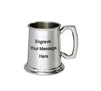 Wentworth Pewter - Half Pint Standard Double Lined Pewter Tankard - Classic British Beer Mug with Elegant Double Line Detail - Personalised Engraving Available (with Engraving)