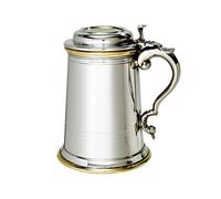 Wentworth Pewter - Heavy Lidded ‘Celtic Gold’ 1 Pint Pewter & Brass Tankard - Traditional Celtic Design Beer Mug or Stein - Engraving Available (1 Pint Tankard)